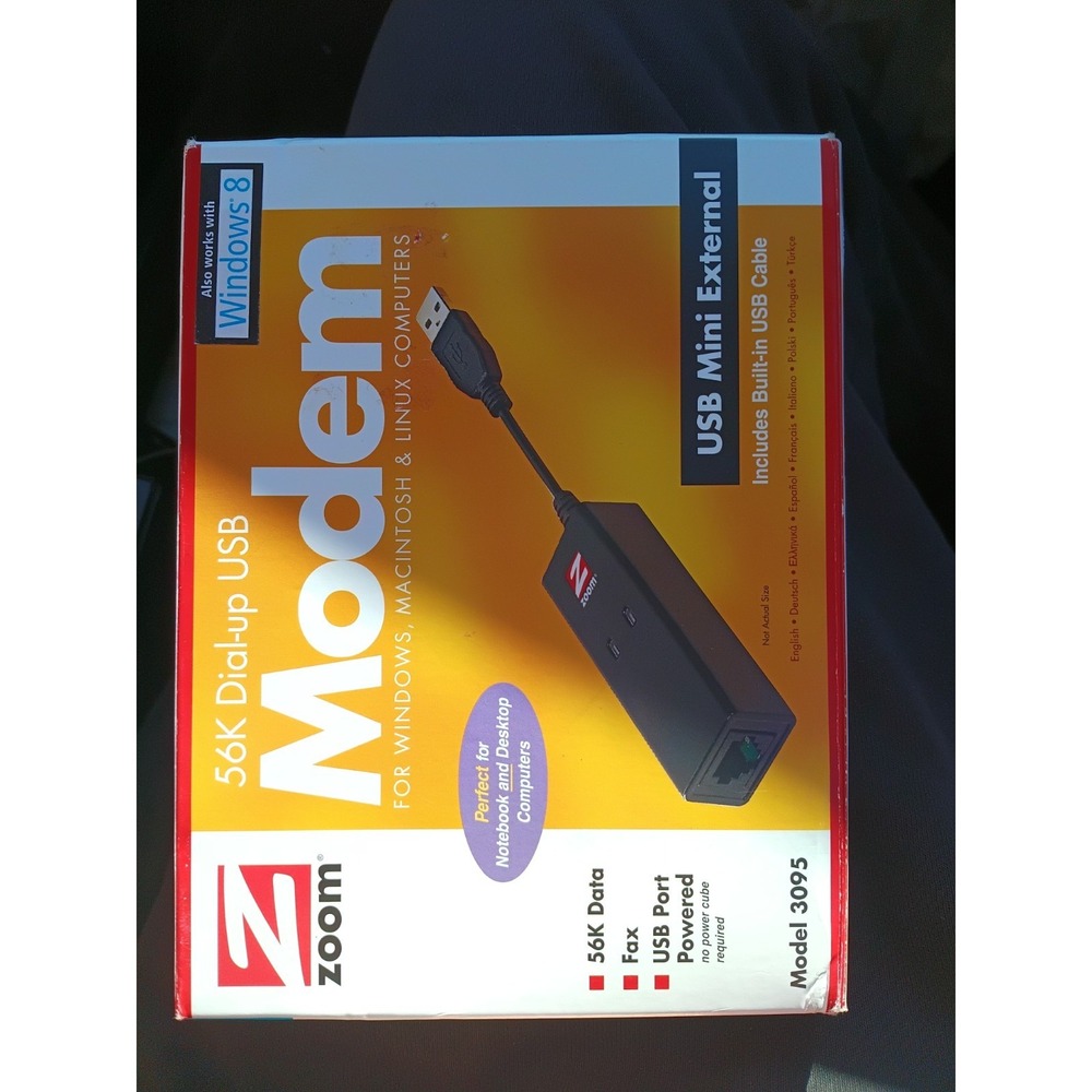 Zoom Model 3095 USB Modem 56K V.92 Data Fax External Mini 3095-00-00G